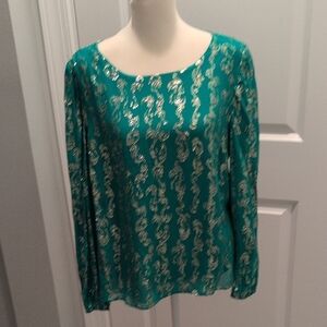 Lilly Pulitzer Teal and Silver Blouse